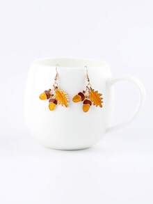 1套/2入流行新奇合金聖誕節耳環,適用於女性聖誕派對