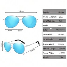 1副cy-0971-h1黑色/黑色復古男士金屬合金框飛行員時尚眼鏡黑色遮光板,適用於各季戶外,不帶保護盒