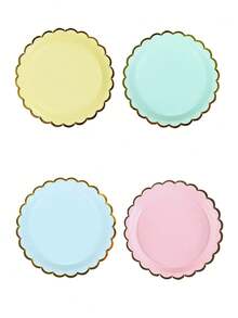 10 Vasos Desechables Amarillos Con Borde Dorado, Diseño De Arte De Estampado De Lámina - Amarillo - Ver 6