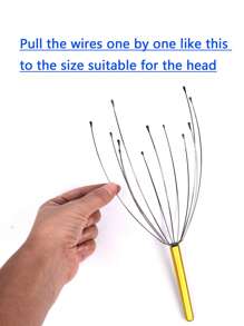 手持式按摩器，1 件木柄 12 爪头皮按摩工具，用于头部护理、头发、美发工具、头发护理、学校、返校、旅行、旅行必需品、家庭必需品、水疗、按摩工具、按摩、按摩器、水疗 - 黃色 - 查看 10