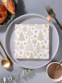 聖誕節系列一次性餐巾(20張)搭配彩色印花聖誕樹圖案派對用品 - 彩色 - 查看 1