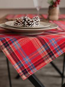 Christmas American Style Checkered Double-Layer Placemats, Bowls Mats, Heat-Insulated Decorative Table Mats