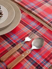 Christmas American Style Checkered Double-Layer Placemats, Bowls Mats, Heat-Insulated Decorative Table Mats