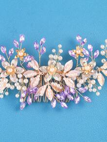 1入女士婚禮用金色髮夾，新娘假珍珠髮夾，鑽石髮夾，水晶髮夾，婚禮髮簪