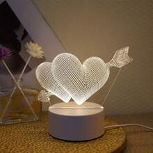 1 件創意 Usb 單色心型我愛你 3d 夜燈,卡通夜燈,臥室裝飾燈