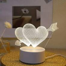 1 件創意 Usb 單色心型我愛你 3d 夜燈,卡通夜燈,臥室裝飾燈