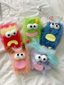 5pairs Funny Cartoon Expression Fuzzy Mid-calf Socks - Multicolor - View 4