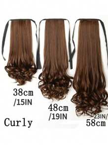 14英寸/18英寸/22英寸合成纤维抽绳马尾夹式假发，适合女性在圣诞节和万圣节佩戴 - 亞麻棕 - 查看 9