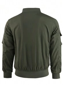 Nam Ngoài trời Nhiều túi Đa chức năng Thể thao Áo khoác Quần áo tập thể hình Nam - xanh quân đội - Xem 3