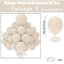 50/115入組復古白色氣球套裝,適用於生日派對、婚禮裝飾、拱門背景布置