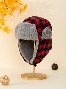 1 chiếc mũ mùa đông mới về với lớp lông cừu dày dặn và thiết kế kẻ caro cổ điển hoặc hai tông màu đỏ, xanh, đen, kaki, thích hợp cho các môn thể thao ngoài trời như đạp xe, trượt tuyết, cắm trại hoặc trang phục thường ngày, hoàn hảo cho Giáng sinh, năm mới và trang phục cho các cặp đôi - Đỏ - Xem 2