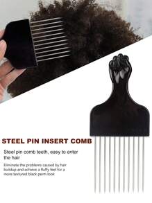 髮海綿套裝,神奇髮絲卷海綿手套,非洲髮海綿理髮師刷子,捲髮梳,理髮師髮型設計必需品 - 黑色 - 查看 5