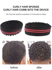 髮海綿套裝,神奇髮絲卷海綿手套,非洲髮海綿理髮師刷子,捲髮梳,理髮師髮型設計必需品 - 黑色 - 查看 6