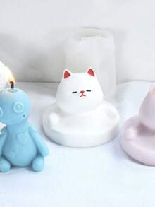 1 件白色貼片娃娃萬聖節矽膠蠟燭模具和石膏香氛裝飾矽膠模具