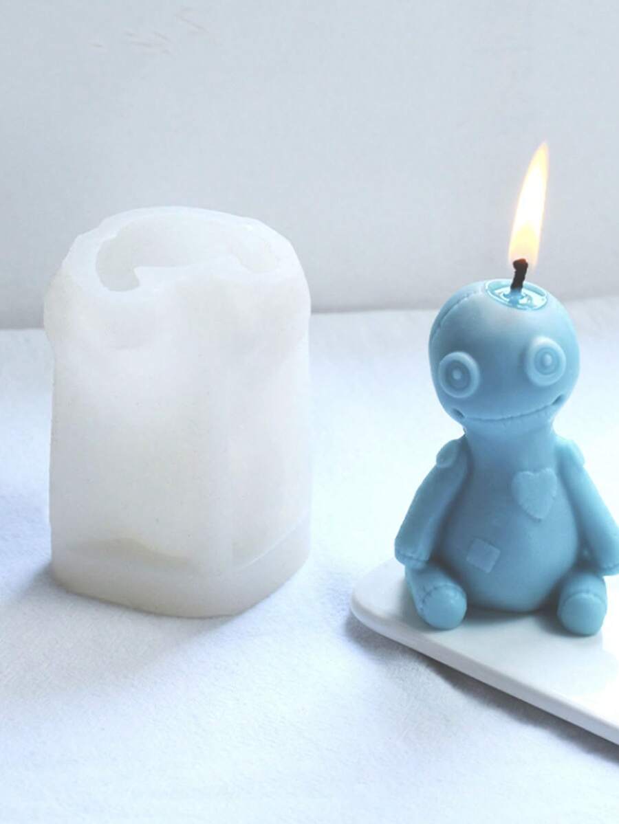 1 件白色貼片娃娃萬聖節矽膠蠟燭模具和石膏香氛裝飾矽膠模具