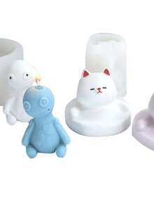 1 件白色貼片娃娃萬聖節矽膠蠟燭模具和石膏香氛裝飾矽膠模具