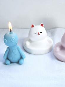 1 件白色貼片娃娃萬聖節矽膠蠟燭模具和石膏香氛裝飾矽膠模具