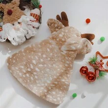 1pc Pet Christmas Brown Polka Dot Deer Cape Cloak Warm Clothes For Autumn And Winter, Costume Halloween Halloween Costumes - Brown - View 2