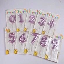 1pc Digital Number Birthday Cake Candle, Gold