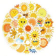 60張陽光塗鴉防水貼紙,適用於行李箱、水杯、摩托車、手提電腦、頭盔、桌面、滑板等