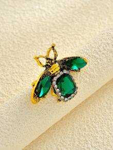 1枚创意时尚巴洛克风格水晶蜜蜂装饰个性化胸针，男女皆宜，节日派对度假礼物，服装搭配，日常佩戴，珠宝配饰