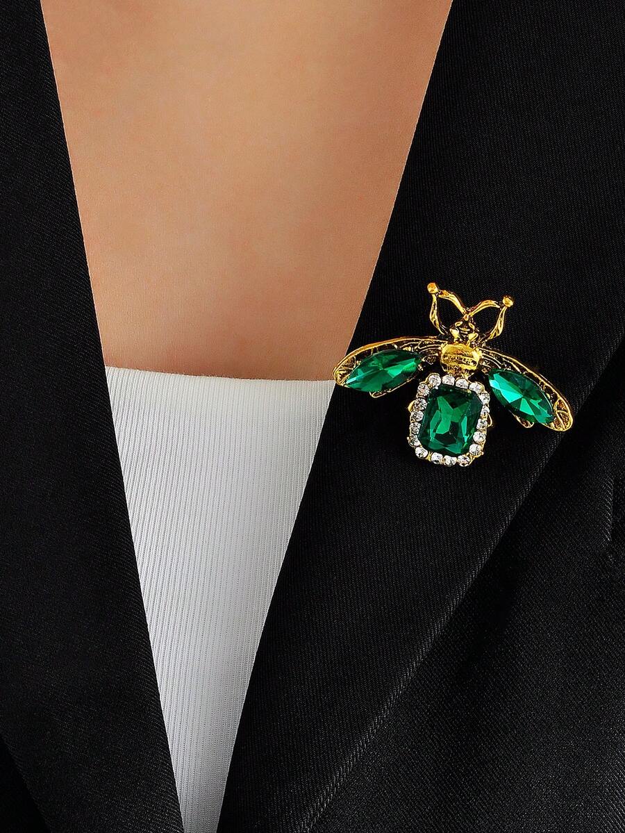 1枚创意时尚巴洛克风格水晶蜜蜂装饰个性化胸针，男女皆宜，节日派对度假礼物，服装搭配，日常佩戴，珠宝配饰