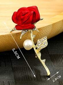 1只女士鬱金香玫瑰胸針,漂亮設計,優雅胸花款式時尚胸針,豪華珠寶配飾,派對禮品