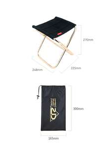 1張戶外摺疊椅,由鋁合金製成,適用於釣魚、燒烤、露營,攜帶方便且小巧