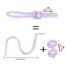 4入組女士彈性髮捲器套裝，搭配發箍，過夜髮捲器套裝，包括髮帶和夾子，時尚髮型工具 - 紫色 - 查看 7