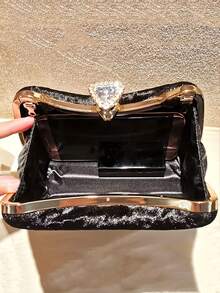 女士小型時尚晚宴袋,閃亮鑽石,閃閃發光的絨布手抓包,肩包