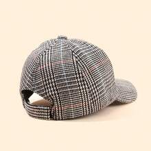 1頂女士棒球帽,格紋毛呢復古冬帽,簡約時尚女士配件流行韓風 - 淺灰色 - 查看 3