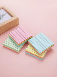 100 Sheets Colored Square Sticky Notes~Creative Simple Horizontal Line Sticky Notes Book Square Message Notes - Multicolor - View 4