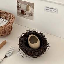 1入藝術創意甜點碗,蛋殼形餐具鳥巢設計冷飲盤,bbq餐廳即食麵碗盤 - 蛋殼色 - 查看 6