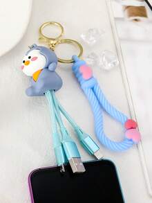1 Pieza Pvc Accesorio De Cable Y Llavero De Moda Y Lindo Con Diseño De Pollito De Dibujos Animados Adecuado Para Uso Diario De Mujeres - Multicolor - Ver 2
