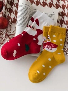 5 双婴儿女孩男孩圣诞袜雪人姜男孩圣诞老人儿童 Xmax 袜子儿童图案袜子新年节日礼物红色绿色