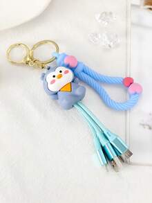 1 Pieza Pvc Accesorio De Cable Y Llavero De Moda Y Lindo Con Diseño De Pollito De Dibujos Animados Adecuado Para Uso Diario De Mujeres - Multicolor - Ver 4