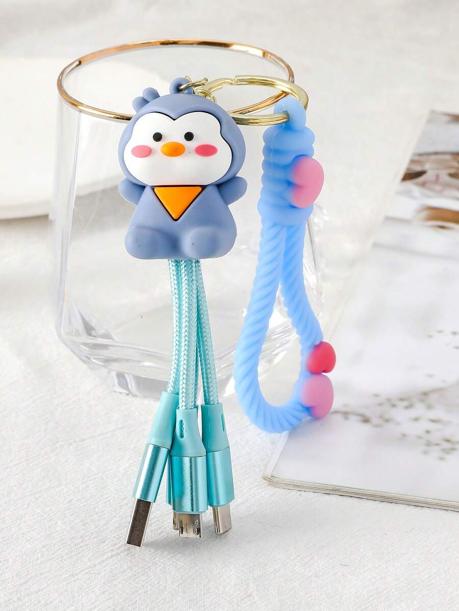 1 Pieza Pvc Accesorio De Cable Y Llavero De Moda Y Lindo Con Diseño De Pollito De Dibujos Animados Adecuado Para Uso Diario De Mujeres - Multicolor - Ver 1
