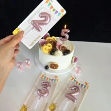 1pc Digital Number Birthday Cake Candle, Gold