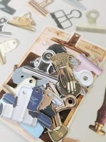 30入組手工車間系列文具菱角夾,日誌材料紙裁剪