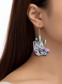 1对酷炫复古时尚靴子仙人掌吊坠耳环，女士新款个性化配饰，是派对或感恩节/圣诞节礼物的完美之选 - 復古靴子 - 查看 1