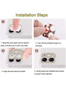 2 Phim Ống Kính Máy Ảnh Trang Trí Kim Cương Giả Tương Thích Với IPhone 15/15 Plus/Iphone 15pro/15 Promax - đen + bạc - Xem 7