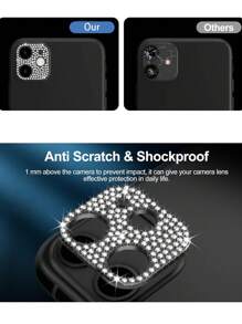 2 Phim Ống Kính Máy Ảnh Trang Trí Kim Cương Giả Tương Thích Với IPhone 15/15 Plus/Iphone 15pro/15 Promax - đen + bạc - Xem 4