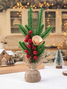 1pc Christmas Tree Shaped Ornament For Tabletop Decoration, Home Decor - Red - View 1