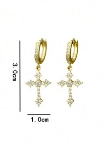 1 para Wysadzany diamentami Diamentowy kształt Krzyż Kolczyki & Ćwieki , Unisex Projekt , Z górnej półki I Modny Styl , Doskonały Dla Hip-hop lub Zimny - Złoto - Zobacz 2