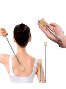 頭部抓癢器，1入组背部抓癢器手動四節可伸縮輔助棒身體瘙癢抓癢工具 - 黃色 - 查看 4