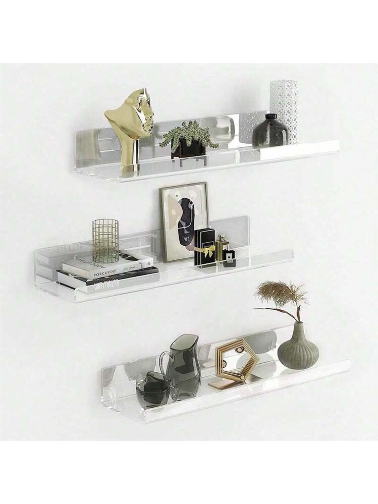 3 Repisas Estantes Flotantes De Pared Blancas Madera Para Cocina Cuarto Sala Set