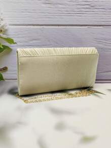 Túi xách nữ buổi tối Tương phản ràng buộc màu trơn Hấp dẫn - Màu be - Xem 2