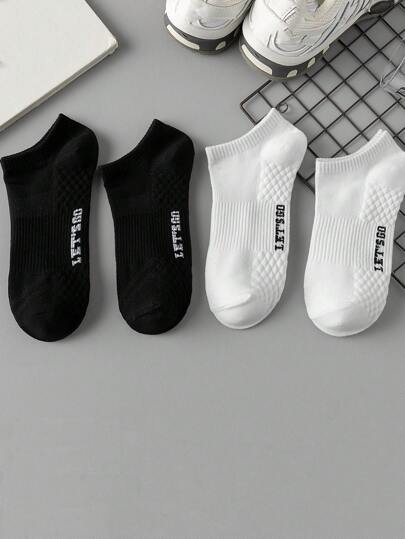 4 pares (2 negros, 2 blancos) Calcetines deportivos bajos de masaje para gimnasio