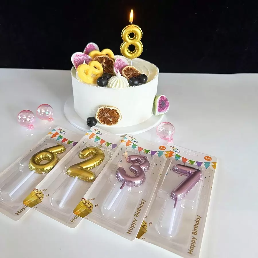 1pc Numbered Birthday Cake Candle, Gold Color,Christmas