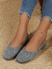 女士方头低帮平底鞋，新款法式优雅软底女式乐福鞋